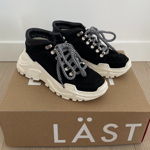 LAST Trance Black Shearling Lined Sneakers EU36 Size 6 - Picture 1 of 9